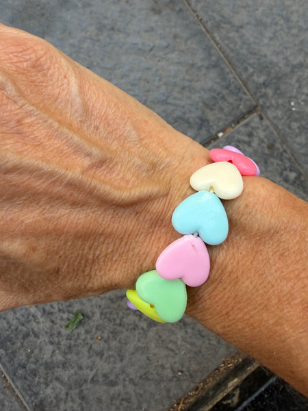Bracciale colors Beads giro cuori large colori pastello