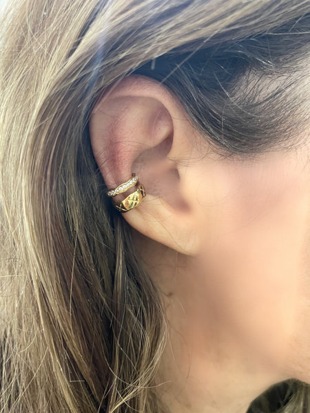 Mono earcuff doppio con crystal due varianti colore