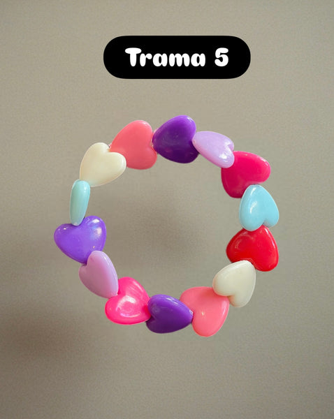 Bracciale Beads giro cuori large vari colori