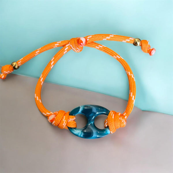 Bracciale Marine Florida chain  regular  centrale Ottanio  marmorizzato cordino in vari colori