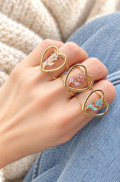 Anello isla Bonita cuore  fiore Crystal vari colori
