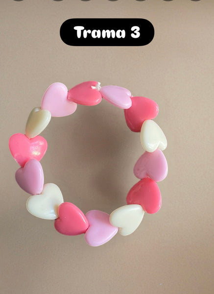 Bracciale Beads giro cuori large vari colori