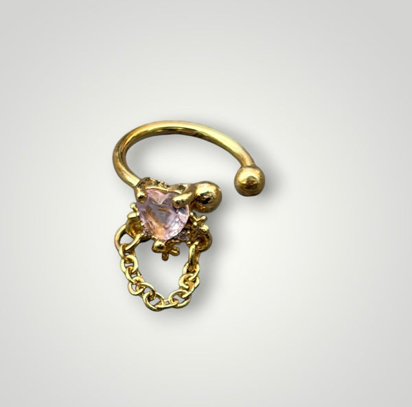 Mono earcuff cuore e catenella