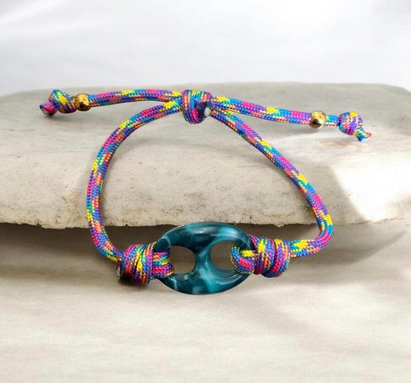 Bracciale Marine Florida chain  regular  centrale Ottanio  marmorizzato cordino in vari colori