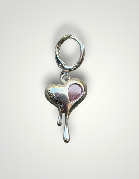 Mono orecchino cuore colato argento 925