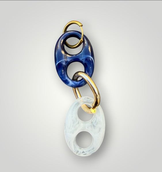 Mono orecchino Marine Florida blu e bianco opal