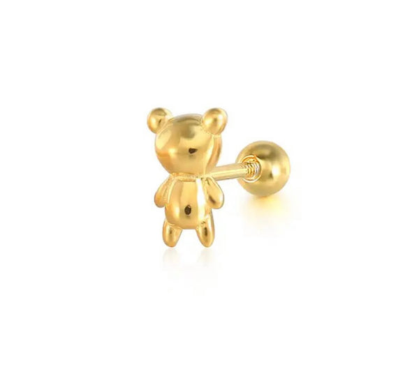 Mono orecchino piercing teddy bear argento 925