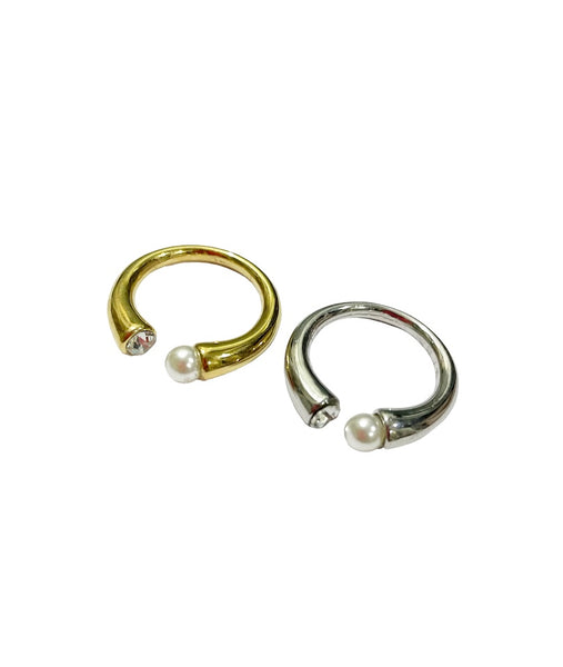 Anello regolabile fedona perla e punto luce