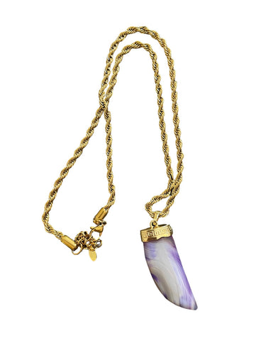 Collana corno pietra dura naturale e Rope corno viola