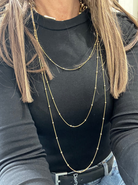 Collana Katia multifili con sfere lunga due varianti colore