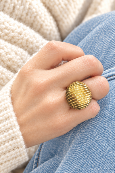 Anello regolabile maxi sfera rigata