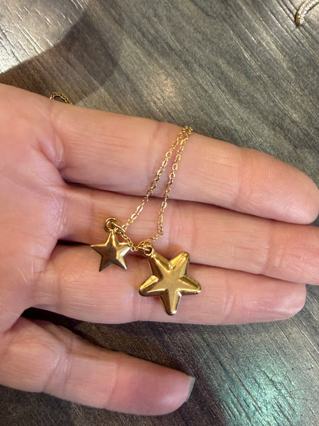 Collana doppia stella puff due   varianti colore