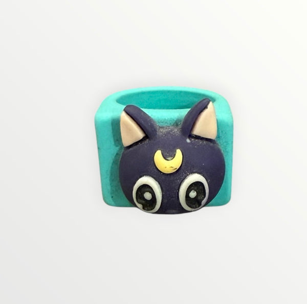 Anello resina vari colori gattina Luna Sailor moon vari colori