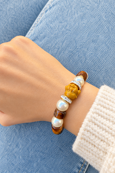 Bracciale Colors labyrinth Buddha con perle cioccolato e toffe
