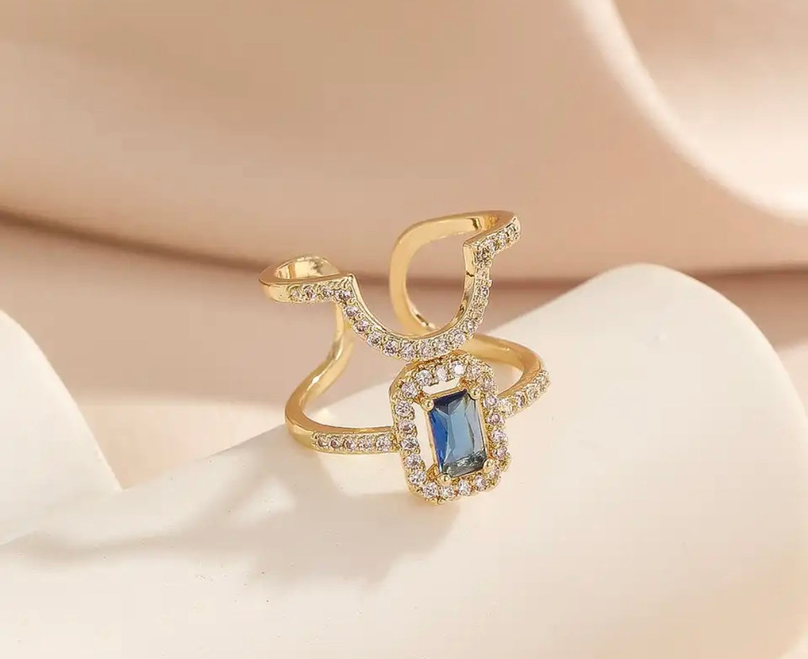 Anello Melory per unghia crystal punto luce diadema blu  due varianti colore