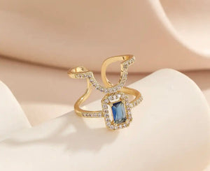 Anello Melory per unghia crystal punto luce diadema blu  due varianti colore