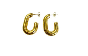 Coppia orecchini Olivia cerchio ovale  bombato Chain bold small due varianti colore