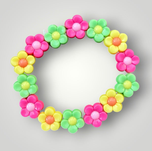 Bracciale colors Beads giro fiori fucsia verde giallo