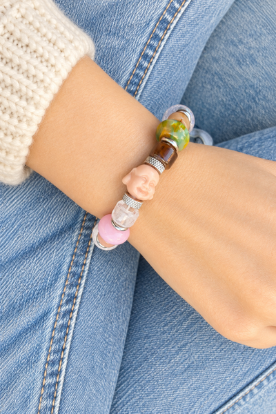 Bracciale Colors labyrinth Buddha rosa   multicolor
