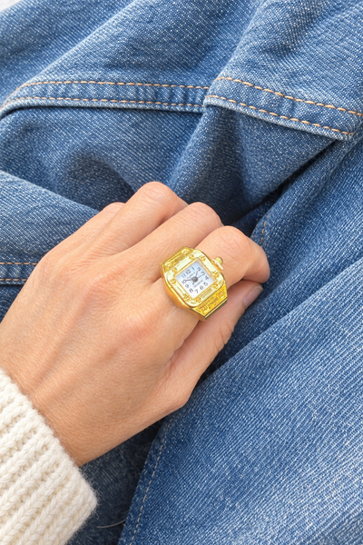 Anello orologio quadrante quadrato