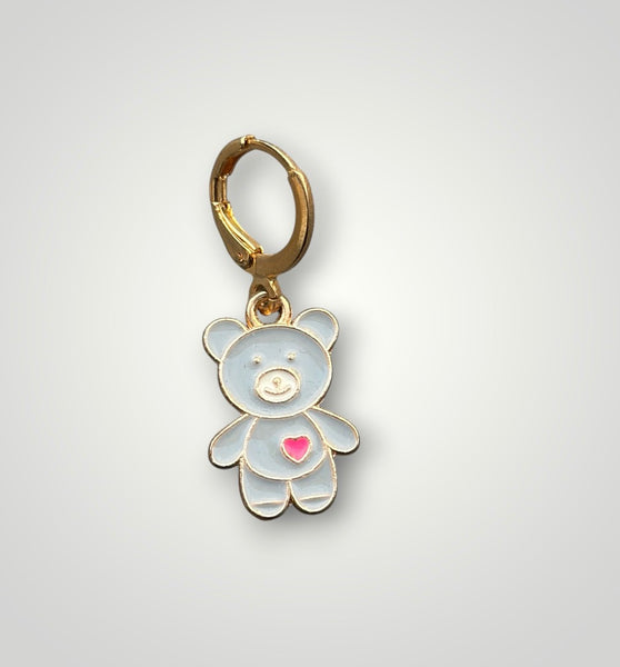Mono orecchino orsacchiotto teddy bear smaltato vari colori