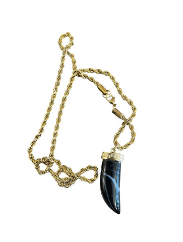 Collana corno pietra dura naturale e Rope corno nero