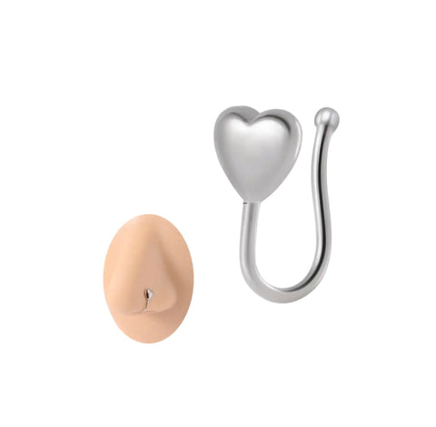 Face jewels Orecchino per naso 
Cuore puff  clip non serve
avere il buco