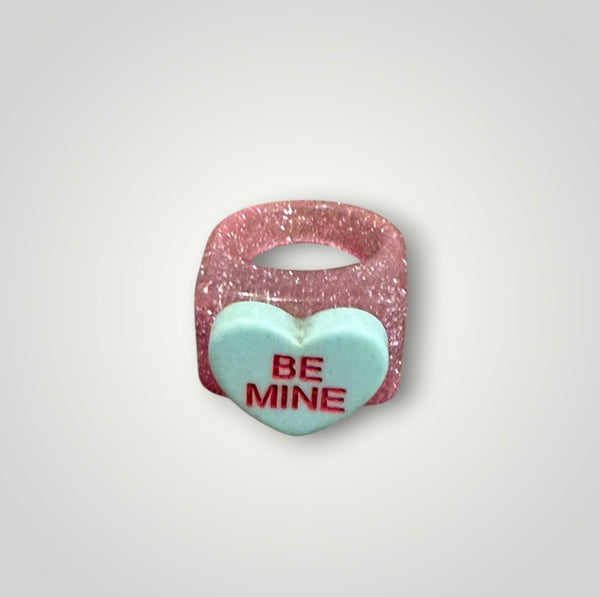 Anello resina glitter cuore be mine vari colori