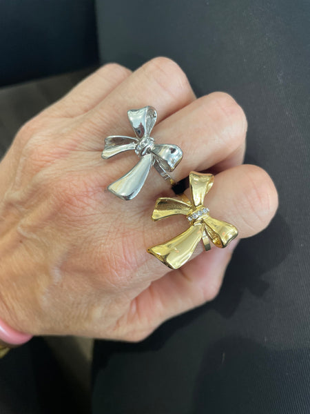 Anello fiocco e crystal due varianti colore