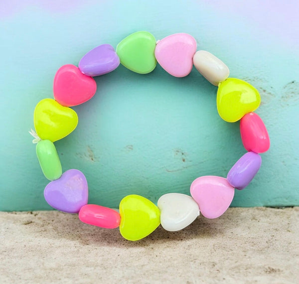 Bracciale colors Beads giro cuori small effetto colori pastello e neon senza celeste
