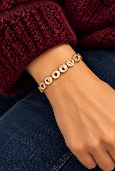 Bracciale delle isole Santorini fascia cuori madreperla