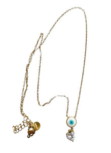Collana girocollo occhio greco e punto luce cuore due varianti tu colore