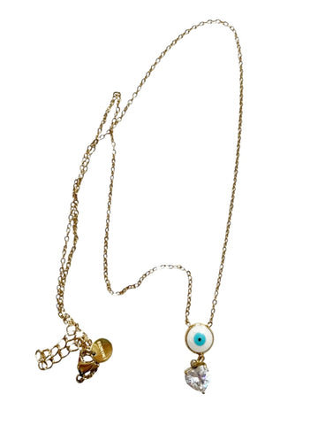 Collana girocollo occhio greco e punto luce cuore due varianti tu colore