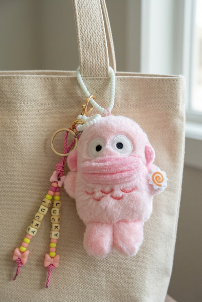 Portachiavi e applique borsa Pimp your  in peluche
