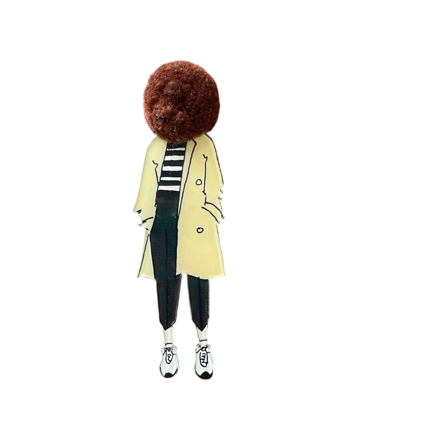 Spilla con modella e ponpon