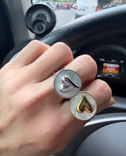 Anello isla Bonita madreperla cuore bussola  due varianti colore