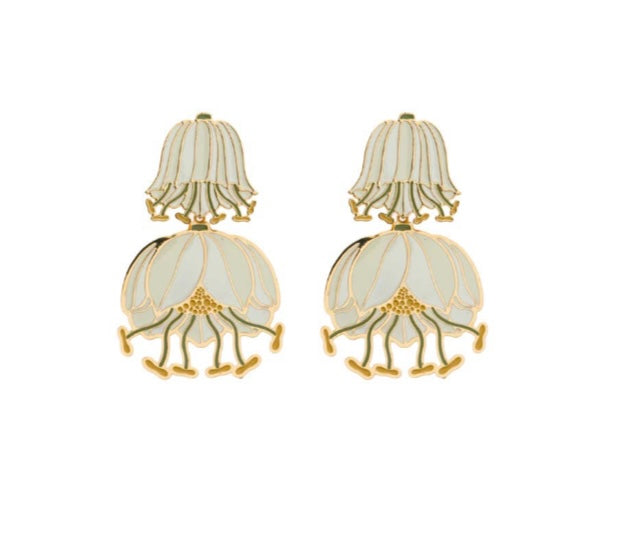 Coppia orecchini principessa glam winter flower White poppy