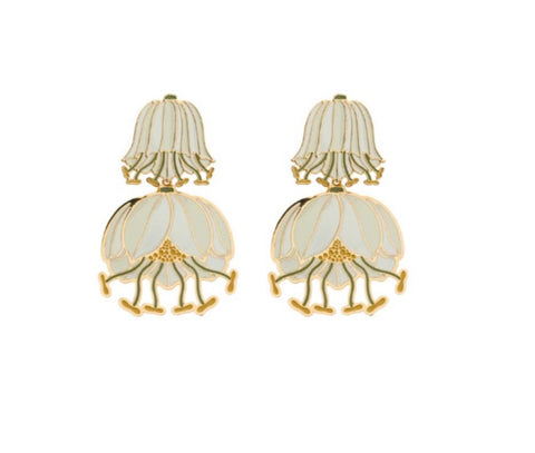 Coppia orecchini principessa glam winter flower White poppy