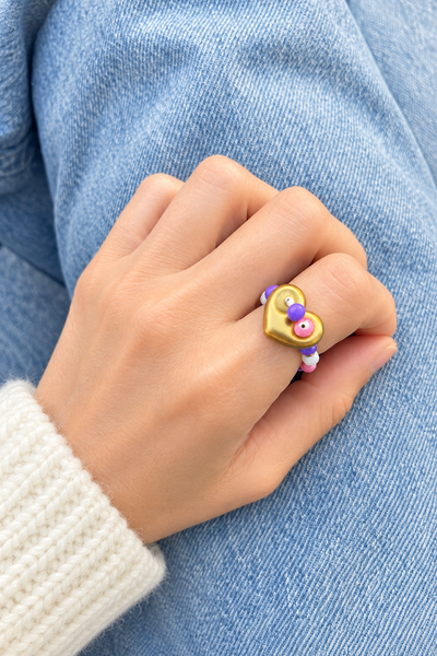 Anello Colors cuore chain e cristalli