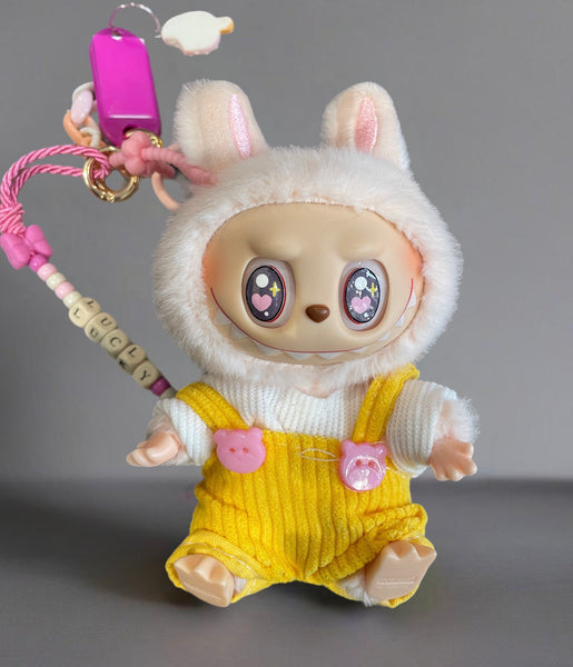 Salopette con teddy bear e tshirt   abitìno completo per Labubu e monchichi