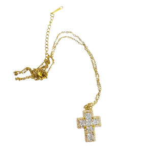 Collana cross croce zirconata due varianti colore
