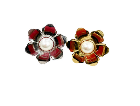 Anello regolabile fiore maxi con perla