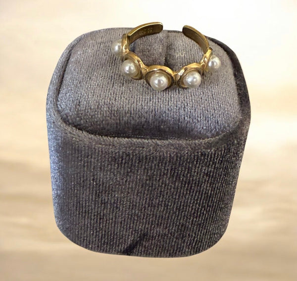 Anello fedina giro perle
