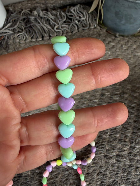 Bracciale colors Beads giro cuori xsmall lilla verde acqua azzurro