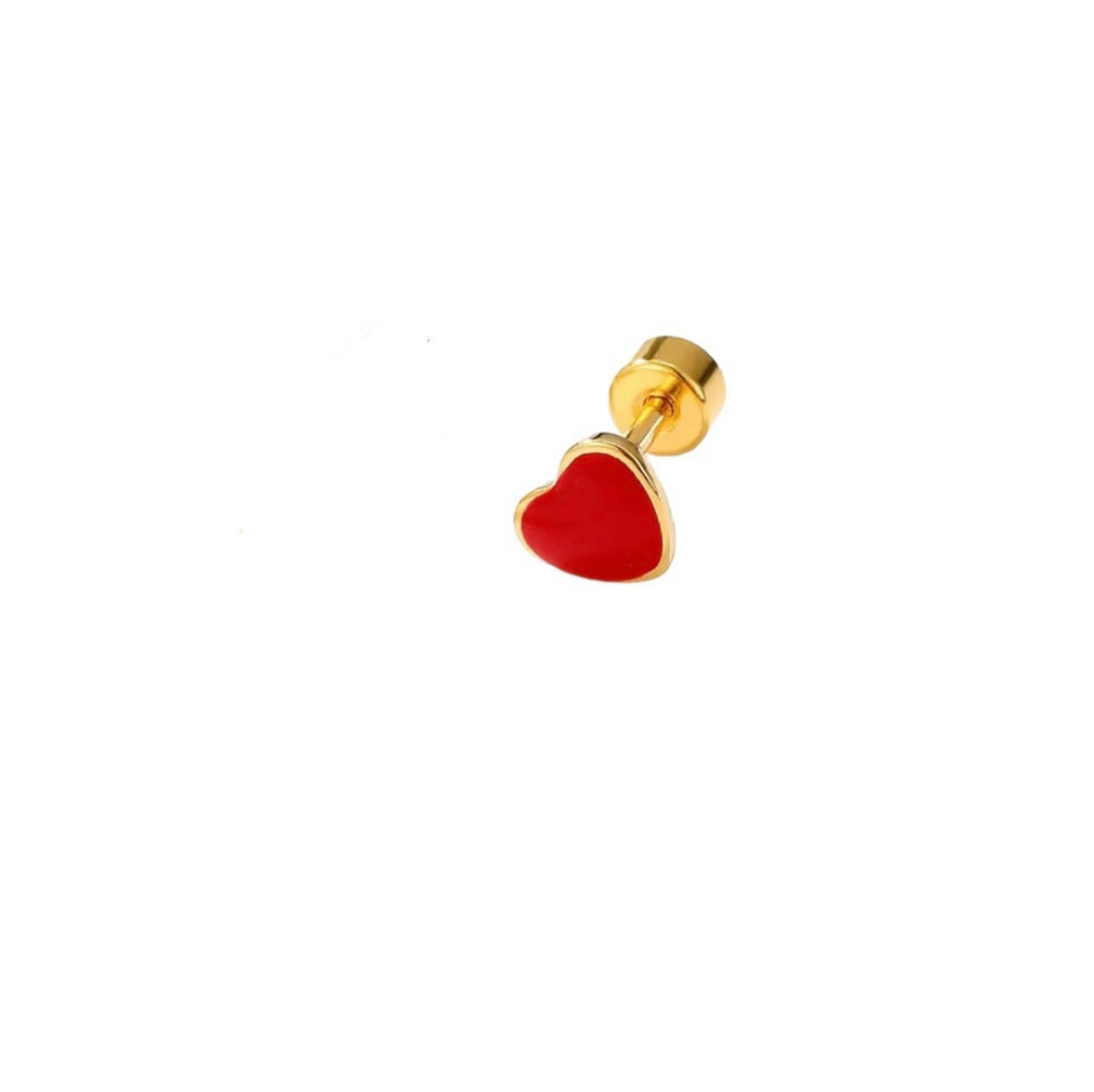 Mono orecchini piercing cuore smaltato