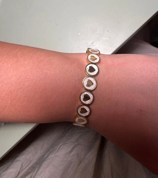 Bracciale delle isole Santorini fascia cuori madreperla