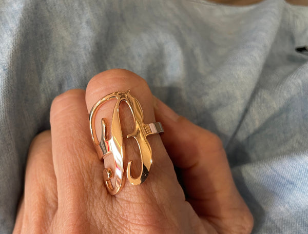 Anello regolabile lettera So Glamour due varianti colore