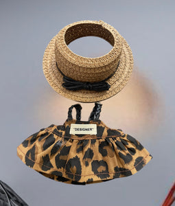Abitìno maculato e cappello paglia con fiocco  completo per Labubu