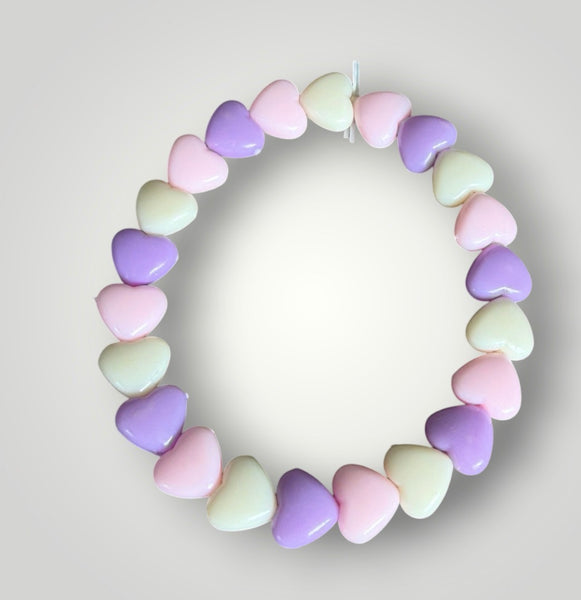 Bracciale colors Beads giro cuori xsmall lilla rosa bianco