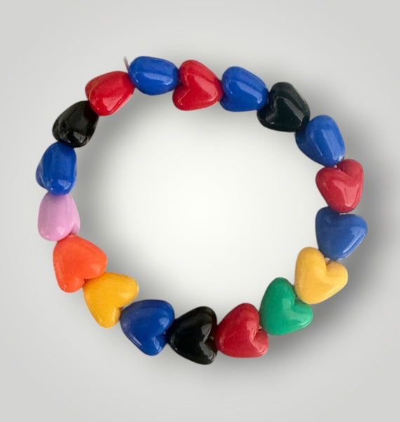Bracciale colors Beads giro cuori small effetto lucido colori strong con nero
